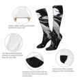 thumbnail image 3 of Gaeub Fluid Black White Paint Swirls Printed Design Socks Stretchy High Tube Socks for Men Women Teens , Softball Soccer Socks for Hiking, Sport, 3 of 6