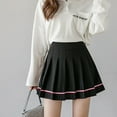 thumbnail image 3 of Autumn Strip Women High Waist Pleated Skirt Fashion Skirts College Style Student Girls Skirt, 3 of 6
