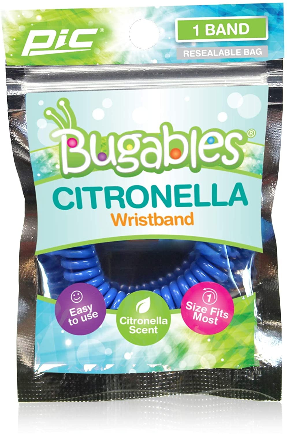 PIC Bugables Citronella Coils Reusable Wristband, One Size Fits All, 1 Pack