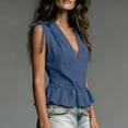 thumbnail image 4 of Favoffer Women's Linen Peplum Blouse V Neck Sleeveless Shoulder Tie Relaxed Fit Summer Daily Vacation Leisure Casual Shirt, 4 of 6