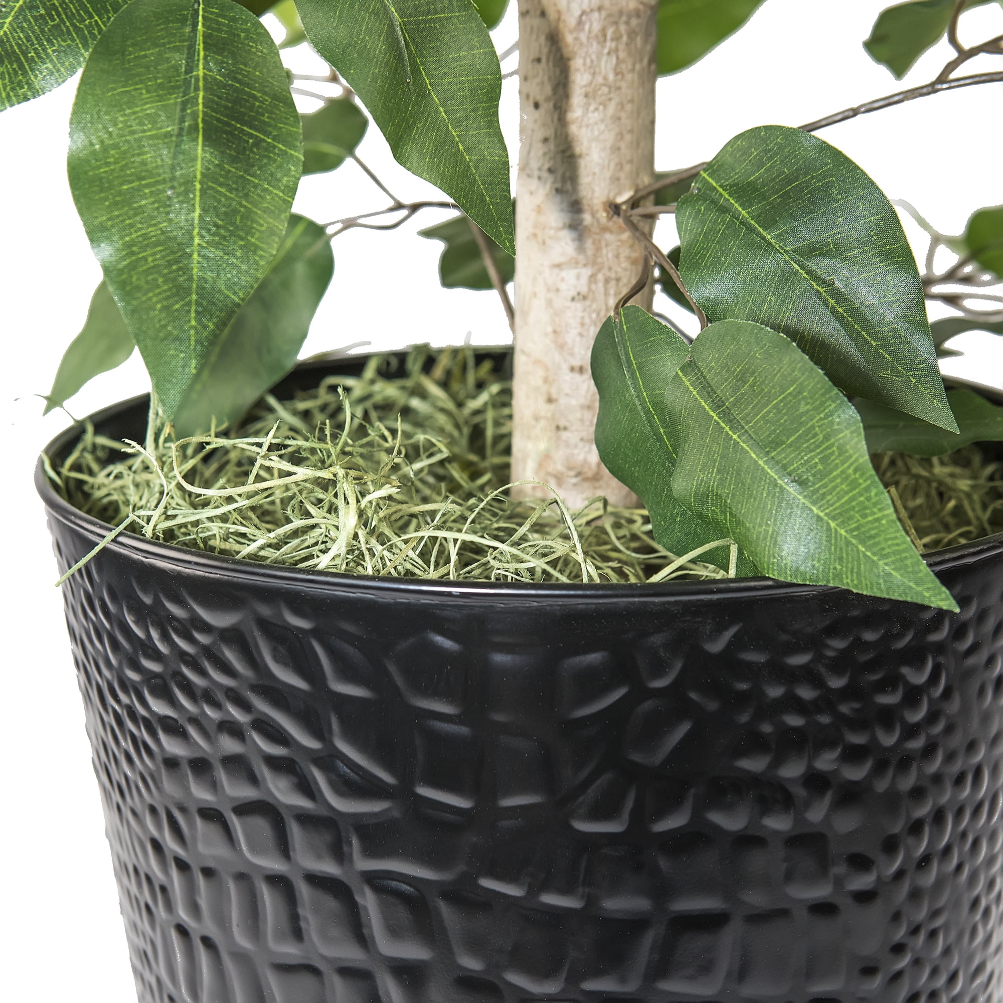 LCG Florals Artificial Tree, Ficus Tree, 4 ft, Black Metal Planter