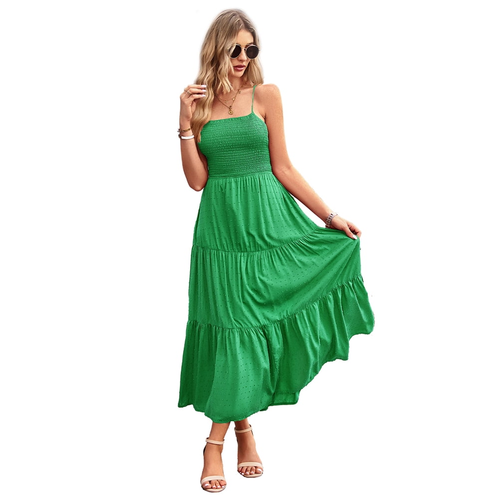 LEZMORE Women's 2023 Summer Sexy Backless Maxi Dress Adjustable Waist