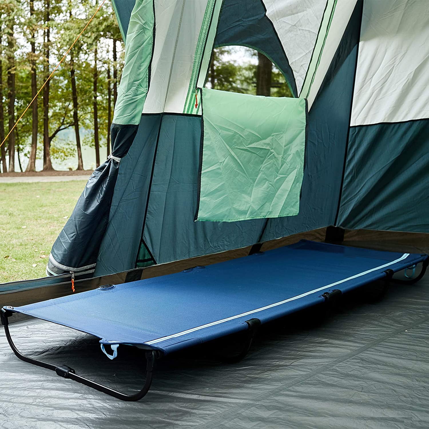 Deluxe Folding Adjustable Sun Lounger / Camping Cot - Green - Walmart.com
