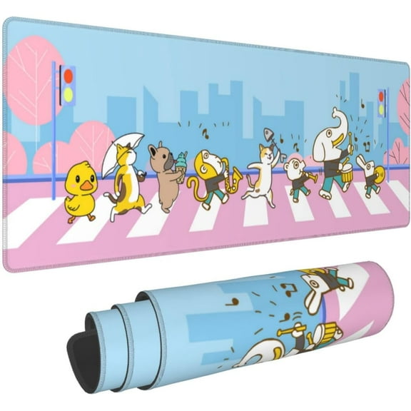 Animals Crossing Mouse Pad Extended XL Gaming Mice Pad Office Desk Mat with Stitched Edges, Non-Slip Oversized Desk Pad, 31.5 X 11.8 Inch