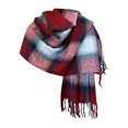 thumbnail image 4 of AWZXDE Elegant Gradient Plaid Winter Scarf With Tassels Unisex Thick Warm Soft Fashion Shawl Wrap Red, 4 of 4