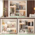 thumbnail image 2 of 96 Hanging Closet System with 2 Wooden Drawers, 75"–87" Height Adjustable Closet Organizer System with Tower, 4-8FT Custom Closet Shelving System, Wall-Mounted Walk-In Closets Wardrobe, White, 2 of 7