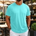 thumbnail image 2 of Men's Shirts Short Sleeve T-Shirt Crew Neck Light Tees Classic Basic Casual Tops Plain Soft Shirt Cyan M, 2 of 7