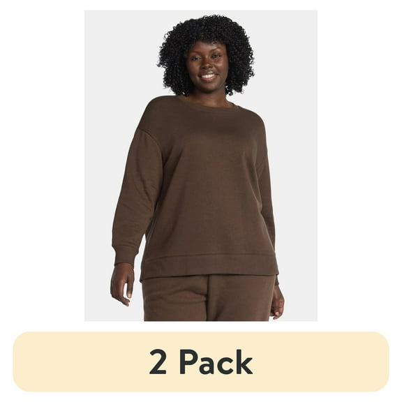 (2 pack) Terra & Sky Women's Plus Size Fleece Sweatshirt, Size 0X-5X