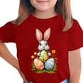 thumbnail image 3 of Yxbdin Easter Shirts for Kids Loose Bunny Short Sleeve Shirt Funny Easter Eggs Graphic Blouses Cute Girls Festival Outfits Summer Tops Red 3-4Years, 3 of 5