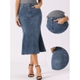 thumbnail image 2 of DARING DIVA Fishtail Denim Skirt Women's Washed Midi Jean Bodycon Skirt L Grey Blue, 2 of 6