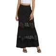 thumbnail image 5 of Women Contrast Lace See Through Ruffle Hem Skirt A Line Elastic Waist Loose Fit Elegant Skirt, 5 of 7