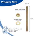 thumbnail image 2 of 5/16" x 3-3/4" Color Zinc Fully All Thread Rod, 12 Pcs Carbon Steel Long Threaded Screw for Furniture Garden, 2 of 7