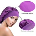 thumbnail image 4 of Gorro de dormir de satén, paquete de 2, banda ancha, color morado, gorro grande para cabello rizado y largo de mujer., 4 of 5