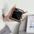 thumbnail image 4 of ELEHOLD Leather Case for Samsung Galaxy Z Flip 6, Crocodile Pattern soft TPU Slim Thin Shockproof Case with Hinge Protection,Pink, 4 of 5