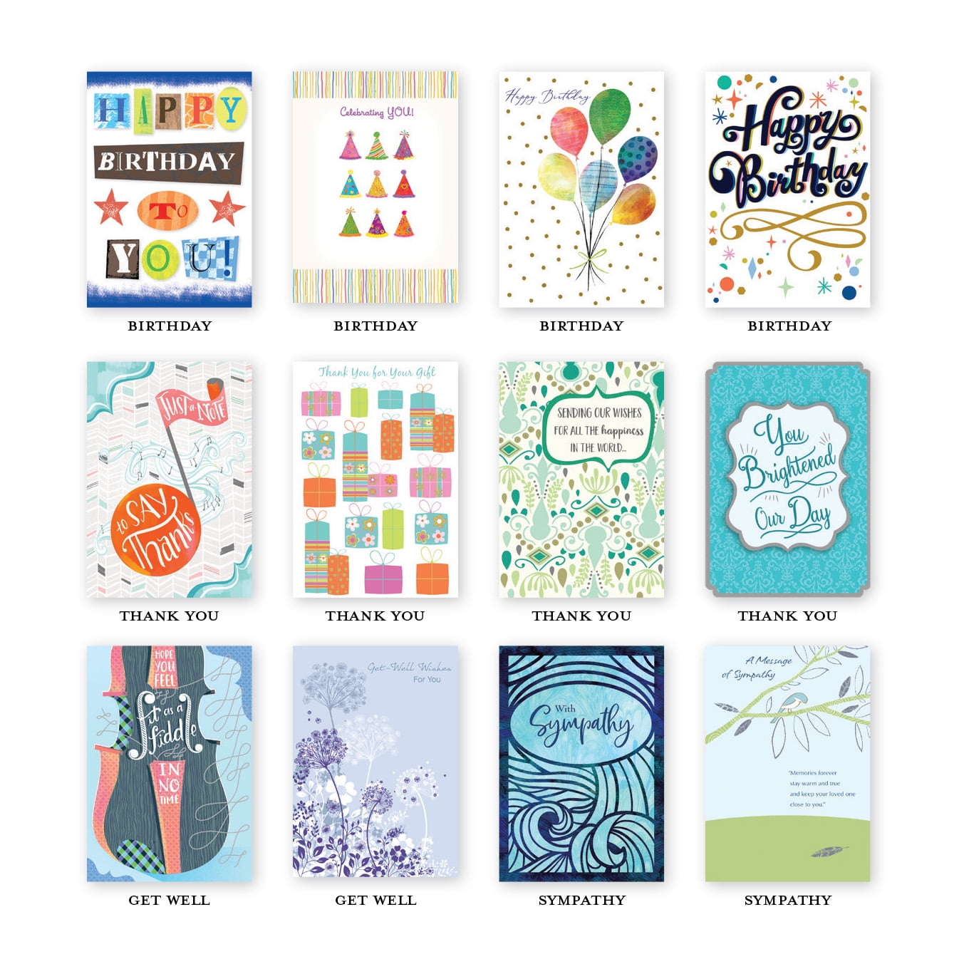 Designer Greetings All-Occasion Greeting Card with Envelopes, Multicolor, 24 Count