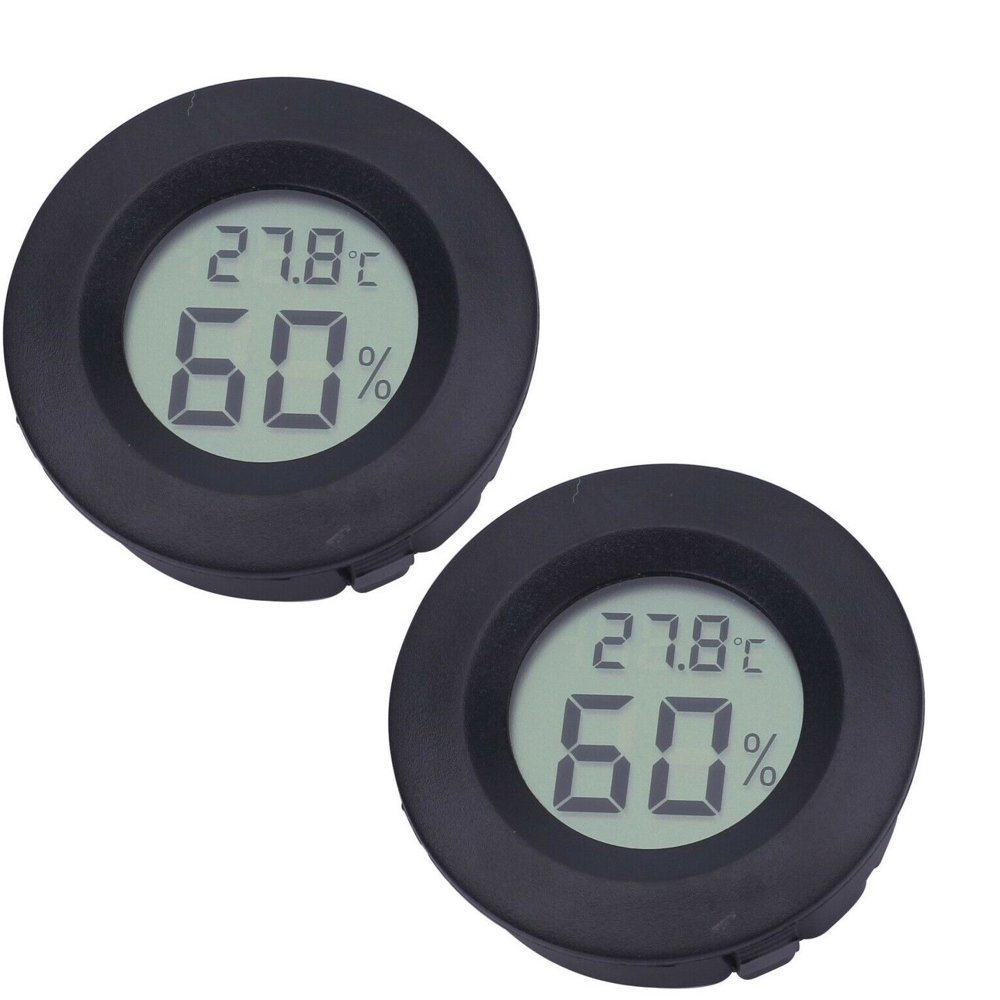 Digital Cigar Humidor Hygrometer Thermometer Temperature Round 2 Pack