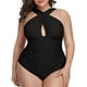 thumbnail image 1 of Trajes de baño de una pieza de talla grande con cruz frontal para mujer Trajes de baño con control de barriga Adepaton HMHZ263-10, 1 of 7