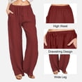 thumbnail image 4 of FIOPHY Womens Casual Lightweight Drawstring Elastic Waist Loose Wide Leg Pants Wine L, 4 of 6