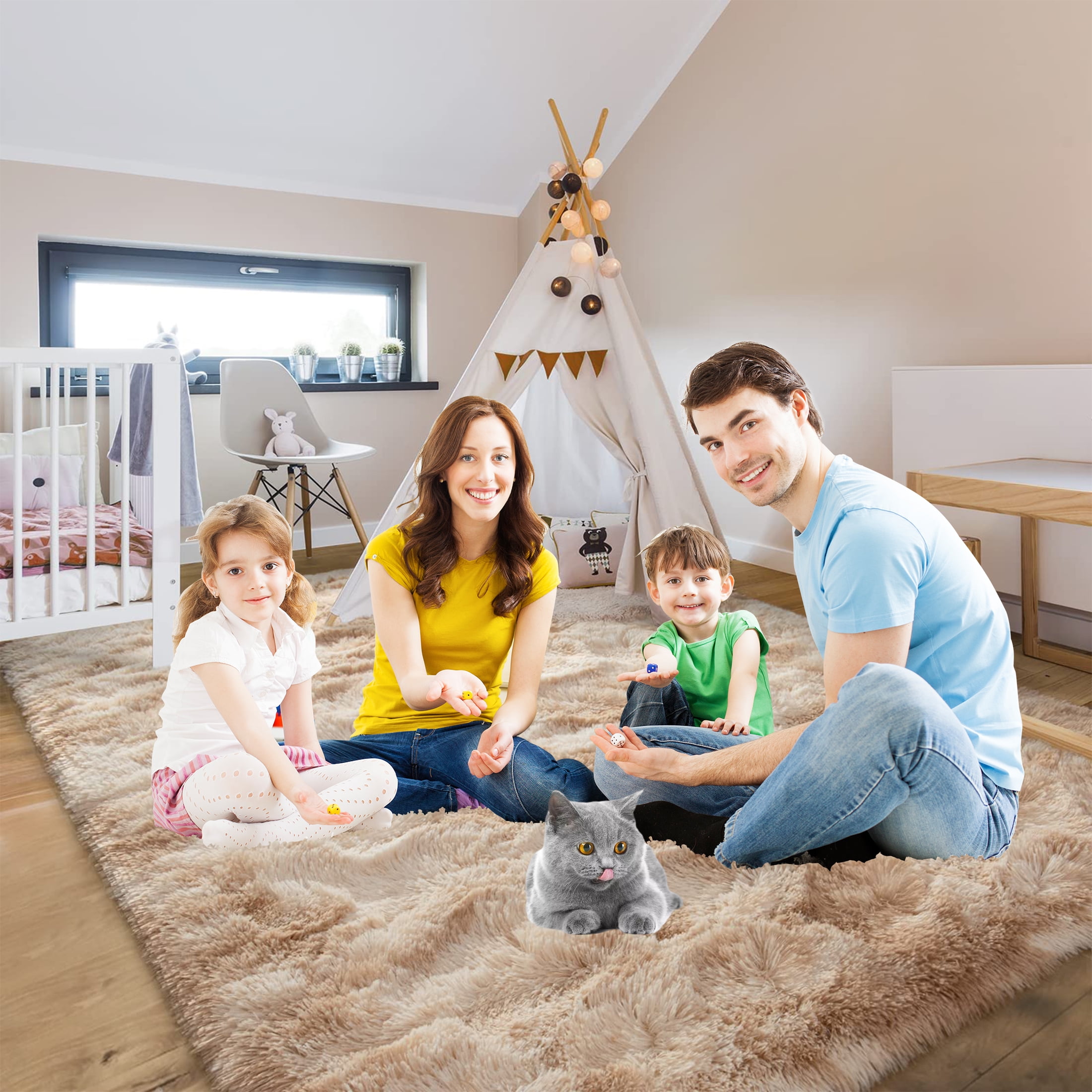 HioHa 5'x8' Area Rugs for Living Room Large Soft Carpets for Bedroom Office, Machine Modern Dining Room Non-Slip Traditional Plush Rugs