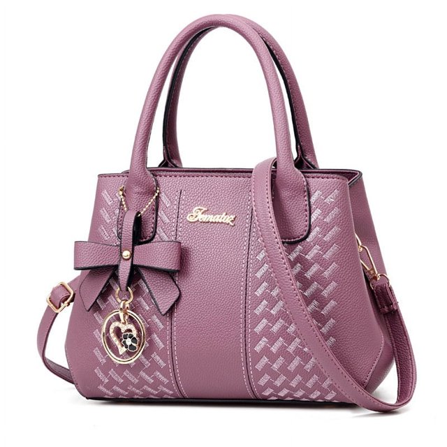 Bolso de mujer con textura de lazo en el hombro inclinado y gran capacidad con hilo de bordar