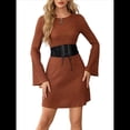 thumbnail image 1 of Vestido Minivestido Ajustado de Larga con Lazo y Espalda Descubierta para Mujer, Estilo Suéter, para Fiesta de Noche y Halloween. Marrón M, 1 of 10