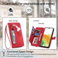 thumbnail image 5 of Dteck Case for Samsung Galaxy A13 5G,Magnetic Leather Card Holder Zipper Wallet Case Shockproof Rubber Kickstand Cover with Wrist Strap,Red, 5 of 7