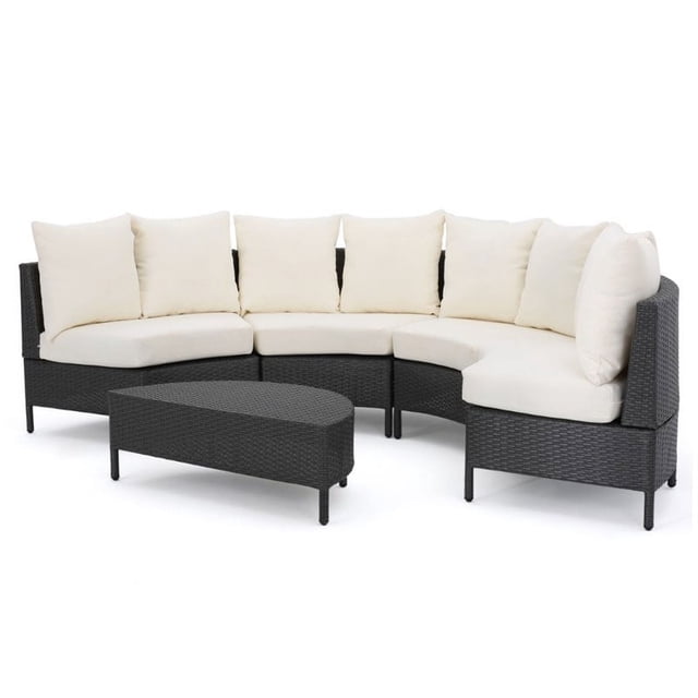 Afuera Living 5 Piece Outdoor Wicker Sectional Sofa Set in Gray