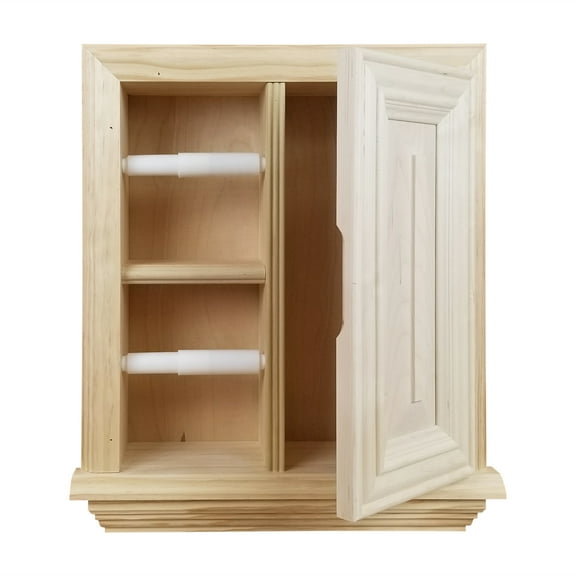 Hestia Unfinished Solid Wood Recessed Double Toilet Paper Holder with Cabinet 14"w x 16.25"h