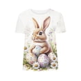 thumbnail image 4 of Tops for Women Easter Bunny Short Sleeved Round Neck Casual Pullover Printed T-shirt White XXL, 4 of 5