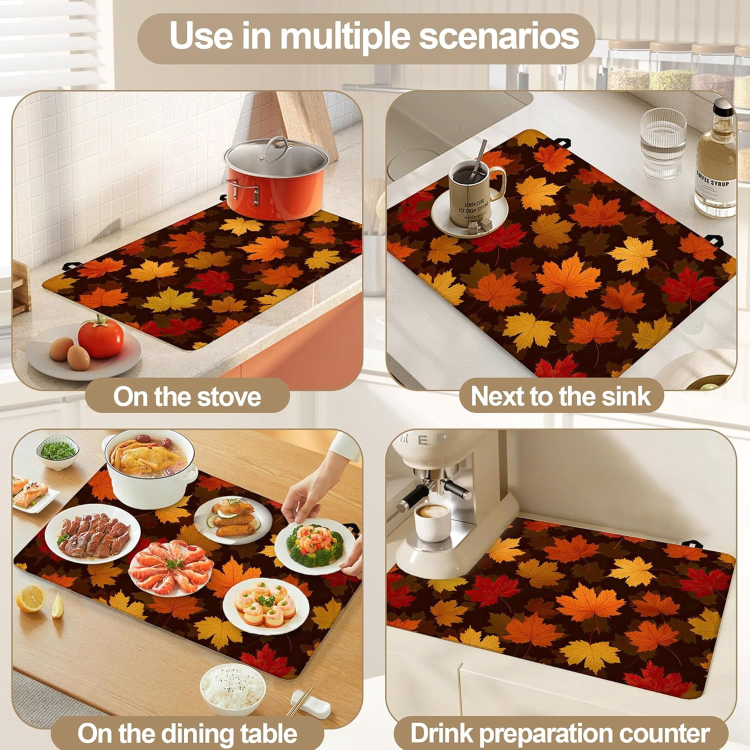 Stove Top Covers for Electric Stove,Maple Leaf Autumn Heat Resistant Glass Cooktop Cover Protector for Kitchen Ceramic Countertop Dish Drying Mats 28.5“ x 20.5“