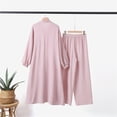 thumbnail image 6 of Mrat Long Sleeve Pullover Set Women's Muslim 2 Piece Sets Long Sleeve Button Long Shirt and Pants Casual Dress Dubai Outfits S-91 Pink-A 3XL, 6 of 9