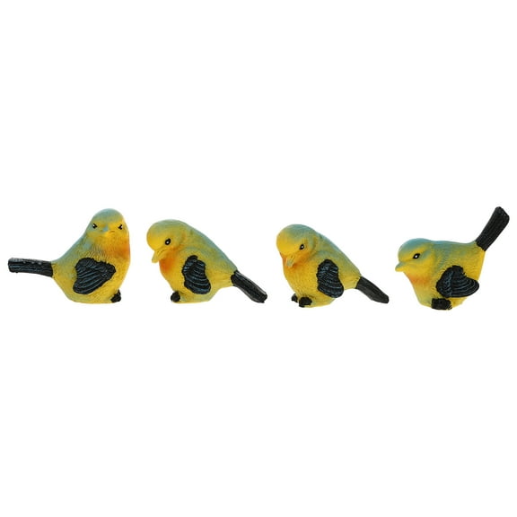 Small Terrarium Ceramic Outdoor Planters Bird Garden Decoration Resin Ornaments Figurines Toy Set Craft 4 Pcs