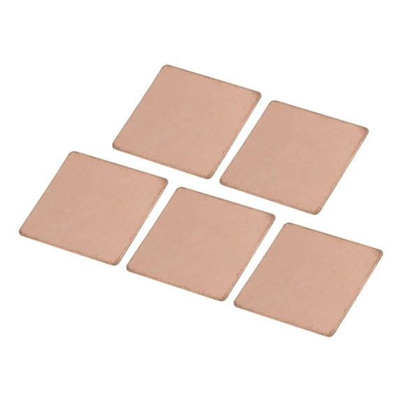 Heatsink Copper Sheet Shim 0.5mm Thickness 20 x 20mm Pads with Thermal Conductive Adhesive Tape for Computer CPU 5 Set