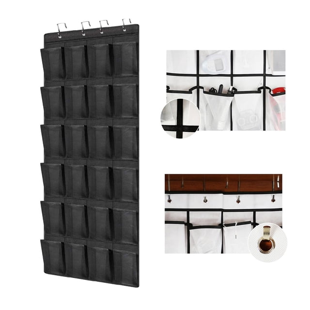 Organizador de Zapatos perfecl Organizador colgante de la puerta 24 Bolsillos Ahorro de Espacio Negro B