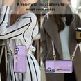 thumbnail image 6 of Wallet Case for Samsung Galaxy A35, Classic Lychee Texture PU Leather Purse Case with Accordion Card Slots, Protective Crossbody Flip Cover with Zipper Shoulder Strap Lanyard for Women Girls, Purple, 6 of 8