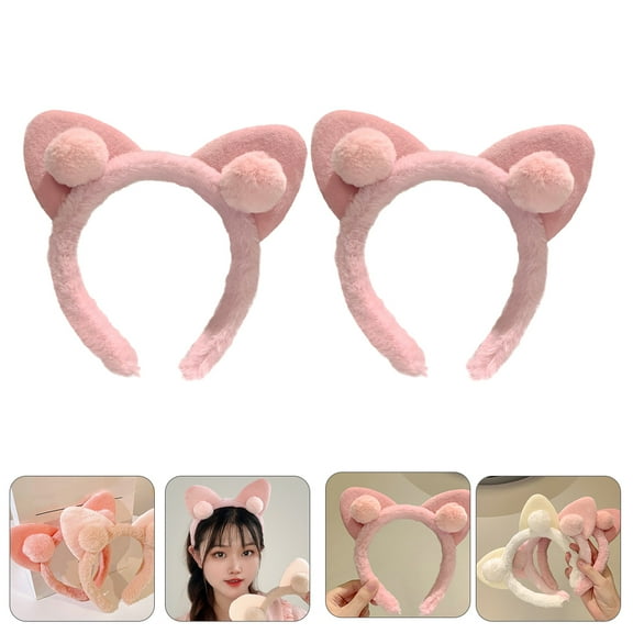 LULULION kitten headband Cat Ears Hairband Pink 2Pcs