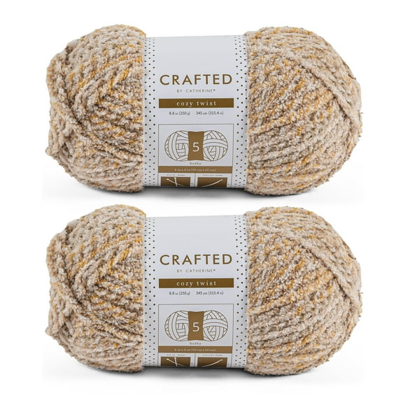 Crafted by Catherine Beige Multi Cozy Twist Bulky Yarn, 345 yards, 8.8 oz/250g (2 Pack)