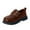 Brown, variant on Girls Double Buckle Monk Strap Loafers, Comfortable Chunky Sole Leather School Uniform Shoes for Kids Daily Wear