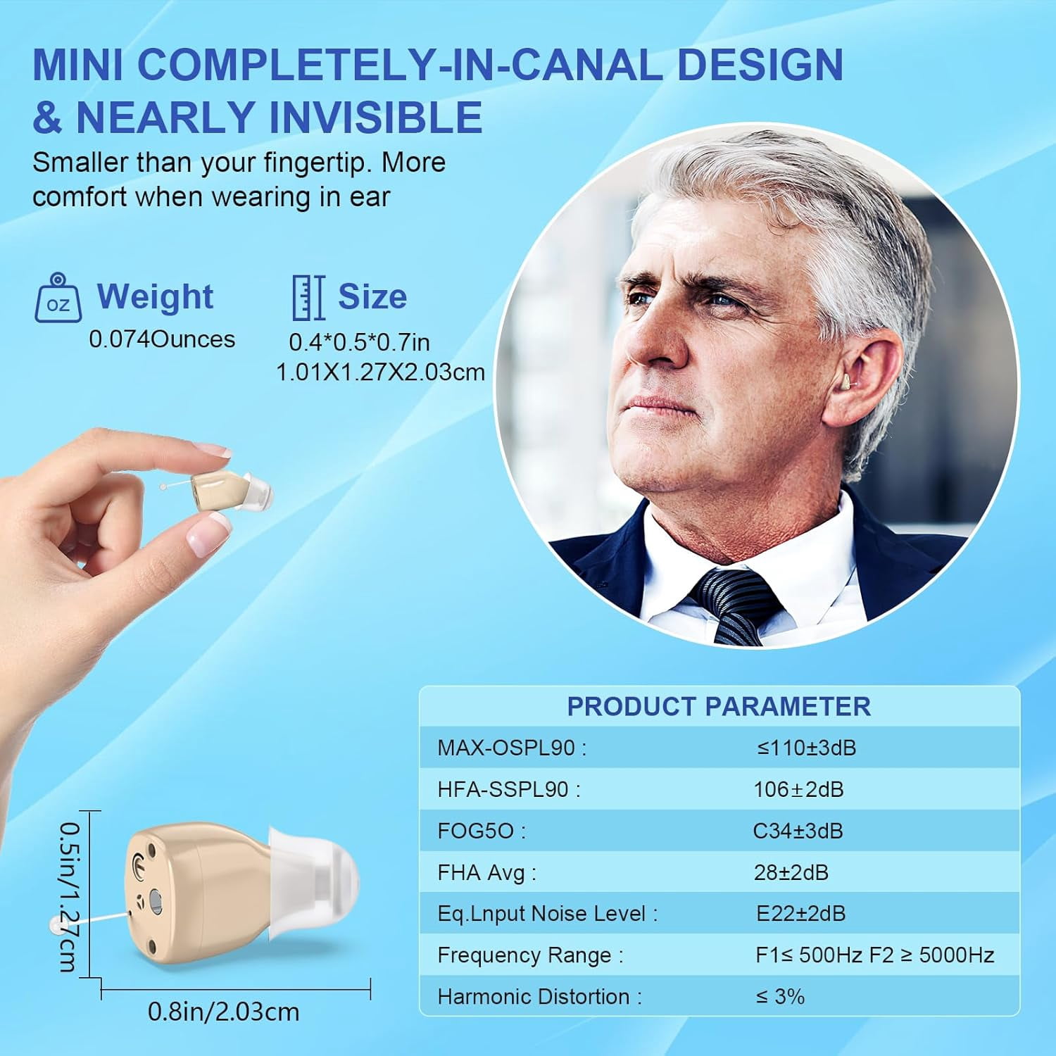 SUWU Hearing Aids, Digital Rechargeable Hearing Aids for Seniors with Noise Cancelling, Hearing Assist Device for Hearing Loss, Mini CIC In Ear Hearing Amplifiers with Display Charging Case