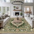 thumbnail image 4 of Green Boho Large Area Rugs for Bedroom Living Room, Soft Non Slip Carpet Bedside Rug, Chic Traditional Antique Geometric Rustic Rectangular Floor Cover Kitchen Accent Rug 8'x10' for Office, 4 of 9