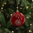 thumbnail image 1 of 8CM Burgundy Flocked Christmas Tree Ball Xmas Tree Hanging Ornaments Sticky Sequin Velvet Balls Pendant Home Party Decorations, 1 of 4