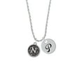 thumbnail image 2 of Delight Jewelry Silvertone Antiqued Round Seal - Initial - N - Silvertone Script Initial Disc - P - Charm Necklace, 20"+3", 2 of 4