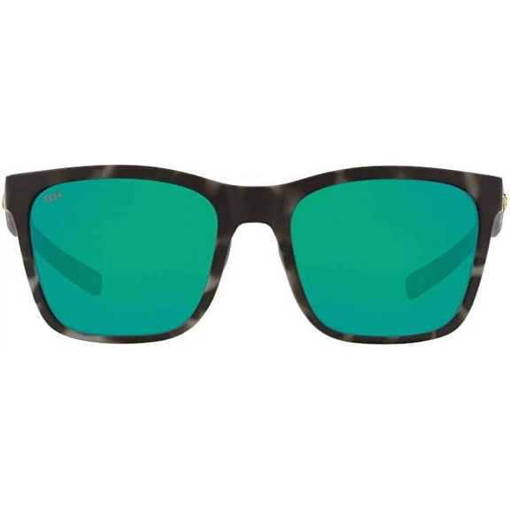 Costa Del Mar Womens Panga Polarized Square Sunglasses - Matte Grey Tortoise/Green Mirrored - 56 mm