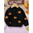 thumbnail image 6 of Hirigin Toddler Baby Boy Girl Halloween Sweater Pumpkin Embroidery Warm Pullover Knit Sweaters Sweatshirt Tops Fall Winter Clothes, 6 of 8