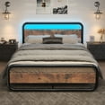 thumbnail image 5 of Catrimown Queen Size Bed Frame with LED Light Headboard, Metal Platform Bed with Wooden Headboard, Rustic Brown, 5 of 7