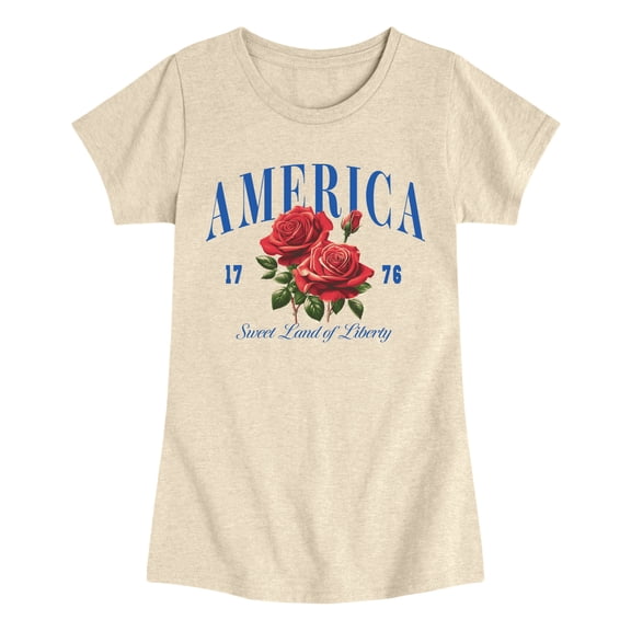 Instant Message - American Roses Fitted Short Sleeve Graphic T-Shirt