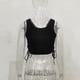 thumbnail image 5 of Chaqueta Top corto de color sólido con cordón de hilo para mujer Cgtredaw para Mujer Negro T S, 5 of 8