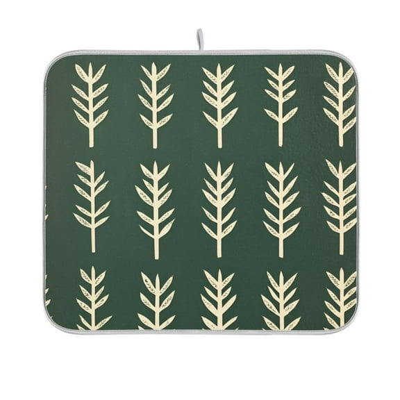 Yayeee Dish Drying Mat for Kitchen Counter 16"x18" Microfiber Absorbent Pad, Dark Green Leaves