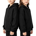 thumbnail image 7 of Gubotare Girls Zip Up Hoodies Teen Fleece Full-Zip Sweatshirts Jacket Casual Fall Hoodie with Pocket Black,Size 13-14 Years, 7 of 7