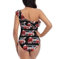 thumbnail image 5 of Sikiie Fire and Rescue Truck Print Women One Piece Swimsuits Tummy Control One Shoulder Bathing Suits Ruffle Swimwear, From S to XXL-Medium, 5 of 6